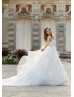 V Neck Beaded Ivory 3D Lace Tulle Modern Wedding Dress